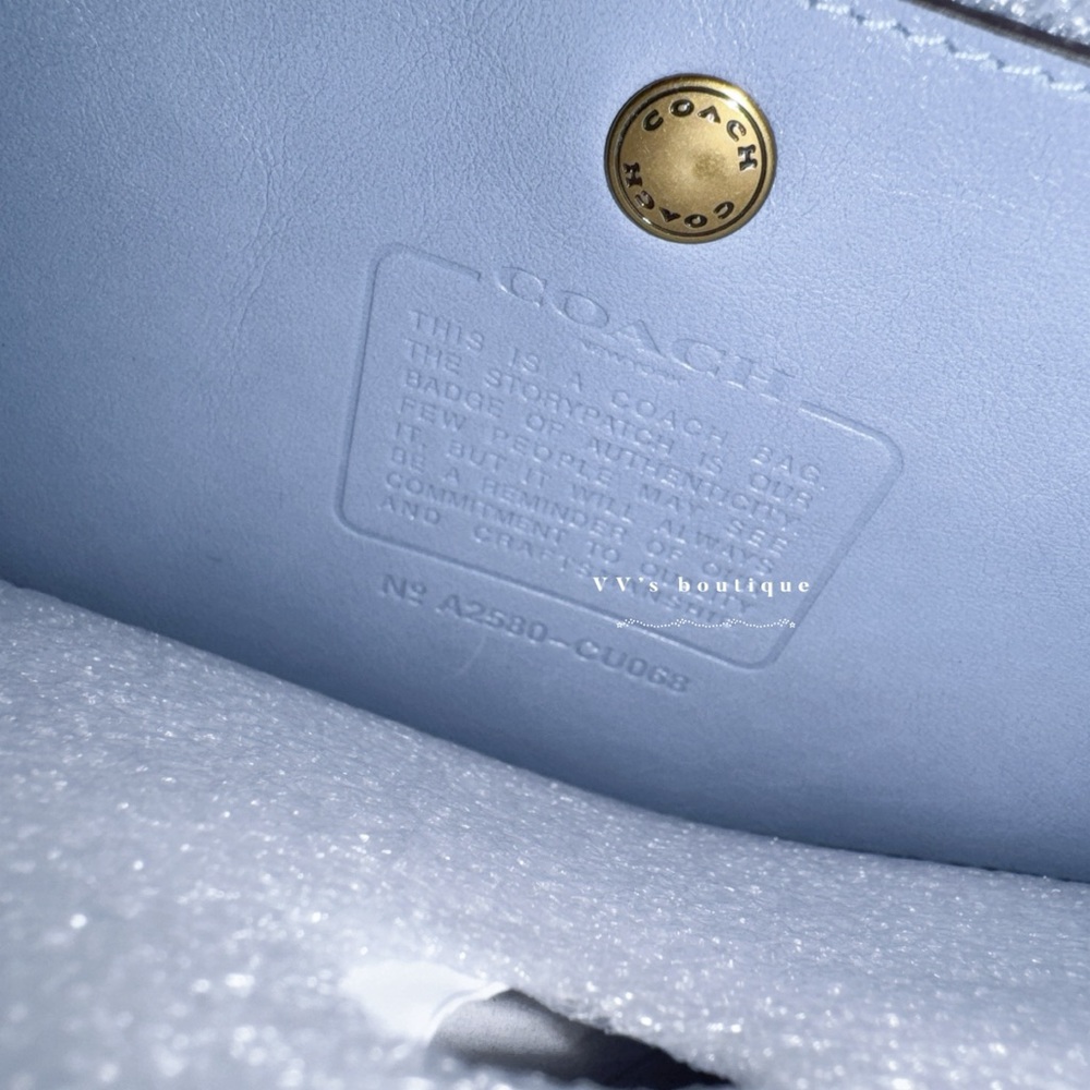 NWT Coach Brooklyn Shoulder Bag 28 Natural grain leather Bluebell Lt Blue CU068 - Picture 6 of 6